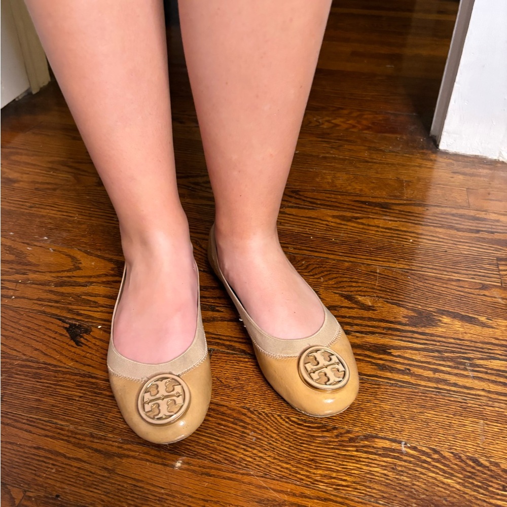 Tory Burch Patent Tan Flats